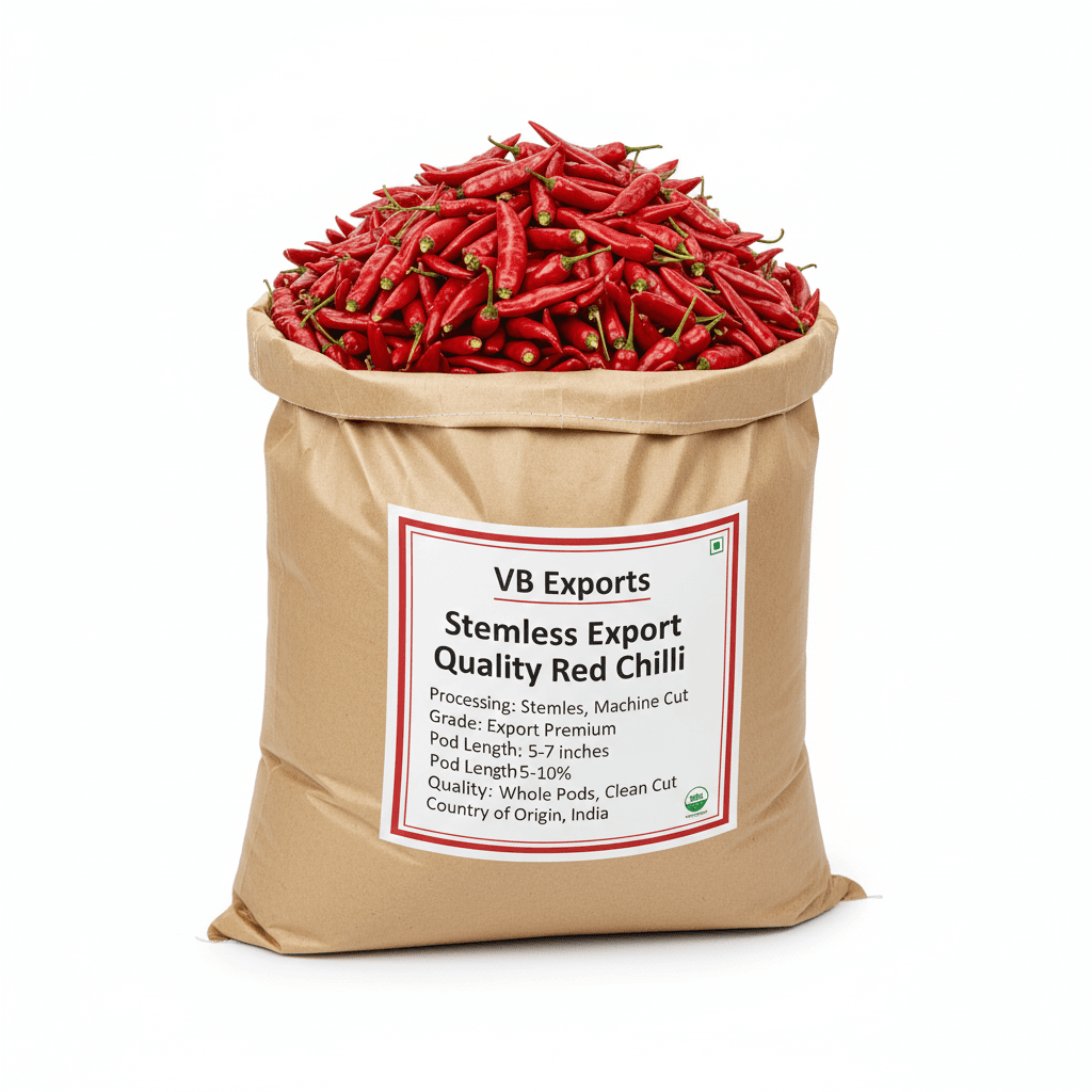 Stemless Export Quality Chilli - Indian Spices Export | VB Exports